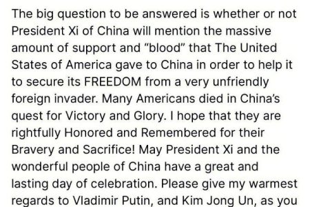 خشم ترامپ از رژه پکن و حضور پوتین و کیم جونگ اون